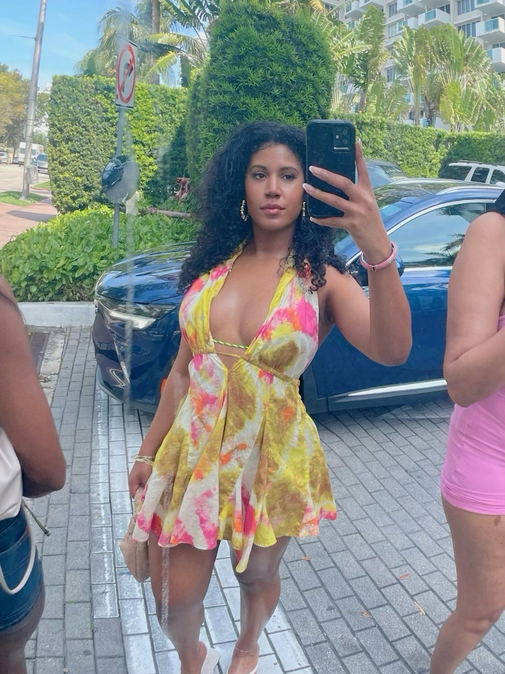 Zara Yellow Pink Tie-Dye Halter Mini Dress